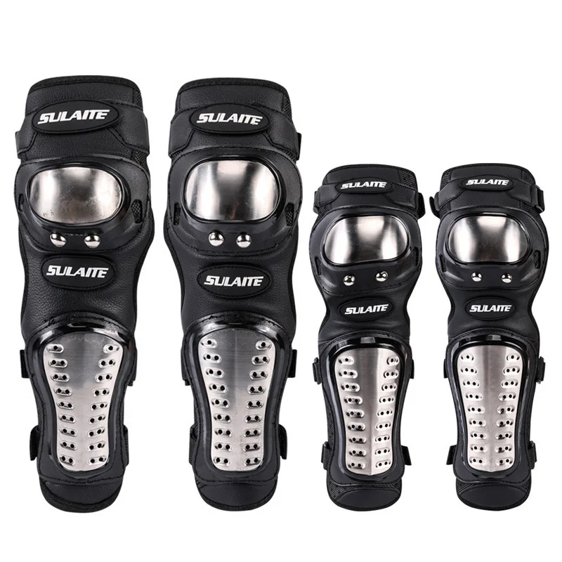Motorcycle Gear Bundle - 4Pcs/Set Motorcycle Kneepad Stainless Steel Moto